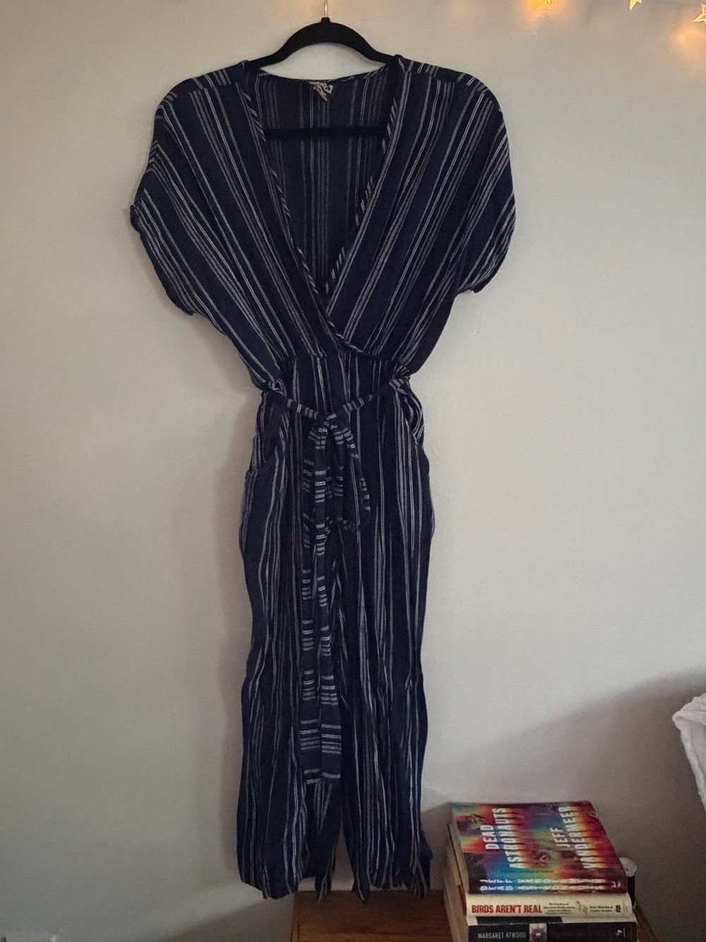 Striped Navy Wrap Midi Jumpsuit